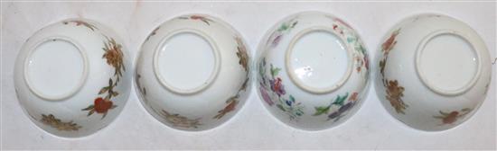 Four Chinese export enamelled teabowls, Qianlong period, 7.5cm